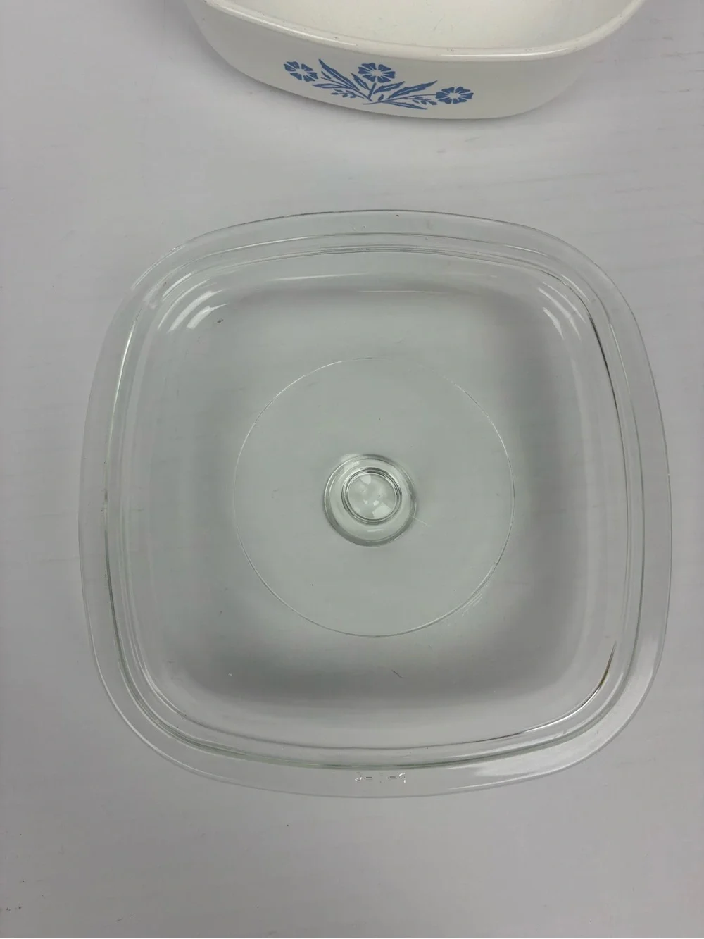 Vintage CorningWare Blue Cornflower Baking Dish 1 Qt White Square with Lid P-1-B